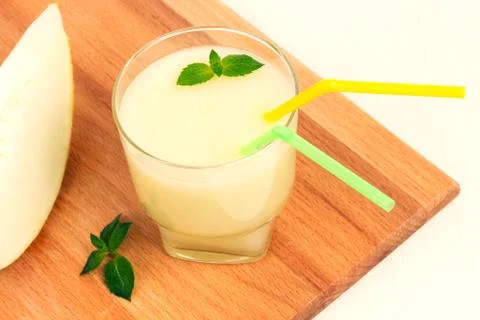 Delicious melon smoothie with mint Stock Photos