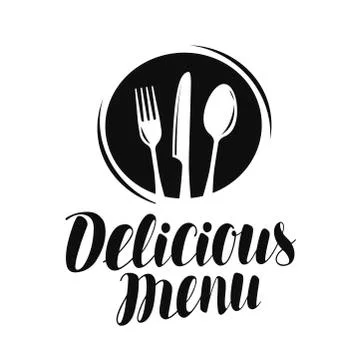 Delicious menu logo or label. Food, restaurant icon. Vector illustration Stock Illustration