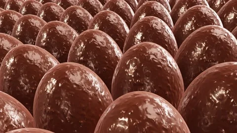Delicious milk chocolate Easter eggs tracking camera looping 3D animation Stock Footage 171976113