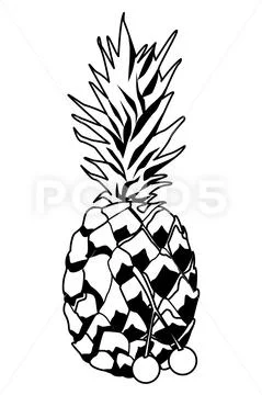 Delicious mix of fruit cartoon in black and white Stock Illustration