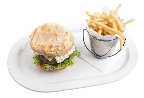 Delicious mixed burger. Stock Photos
