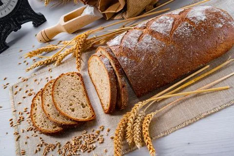 Delicious mixed rye bread, also called gray bread Stock Photos