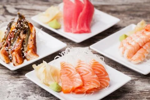 Delicious mixed sashimi Stock Photos
