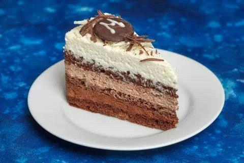 Delicious mousse cake with three different kind of chocolate Stock Photos