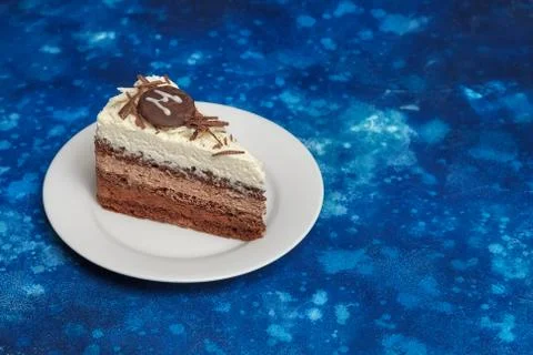 Delicious mousse cake with three different kind of chocolate Stock Photos
