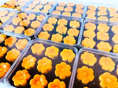 Delicious Nastar cookies with pineapple paste filling inside, and shaped in.. Stock Photos
