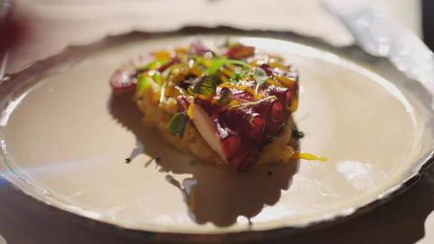 Delicious Octopus Dish On Plate. Stock Footage 275577289