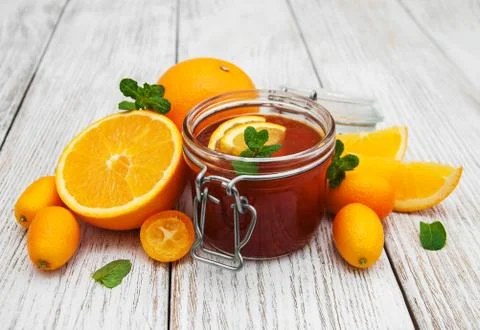 Delicious orange jam Stock Photos