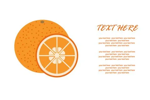 Delicious orange with a slice in a cut on an isolated background for an inscr Stock Illustration