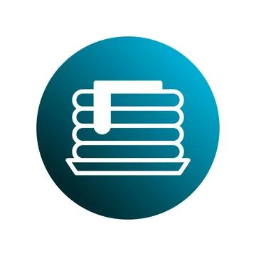 Delicious pancake stack icon with syrup in a circular frame background and .. Stock Illustration