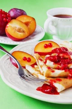 Delicious pancakes Stock Photos