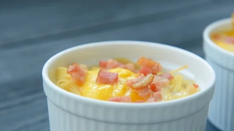 Delicious pasta with egg and bacon Stock Footage 69749221