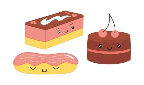 Delicious pastry, cake, eclair illustration isolated. Stock Illustration