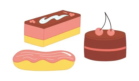 Delicious pastry, cake, eclair illustration isolated. Stock Illustration