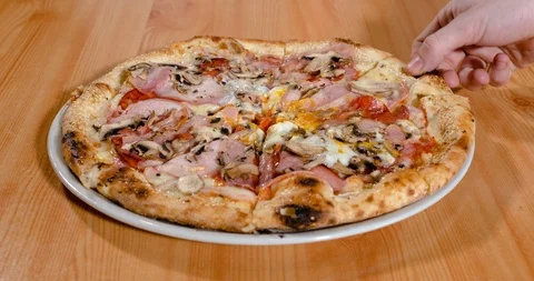 The delicious pizza disappears Stock Footage 86280910