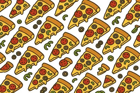 Delicious Pizza Slice Pattern Background Illustration イラスト素材