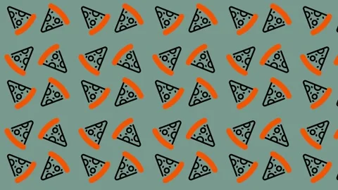 Delicious Pizza Slices Pattern on Green Background. Stock Footage 325388853