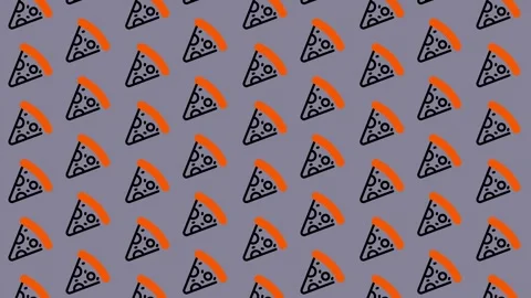 Delicious Pizza Slices Pattern on a Grey Background. Stock Footage 325388813