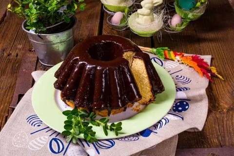 Delicious Polish Easter chocolate cake Stock Photos