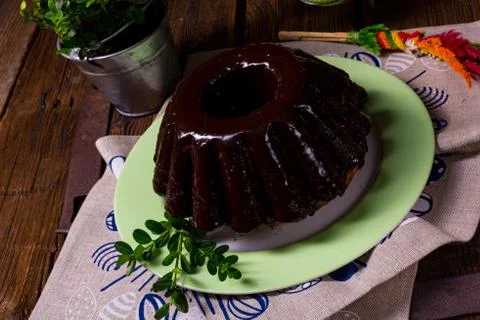 Delicious Polish Easter chocolate cake Stock Photos