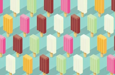 Delicious popsicles background Stock Illustration