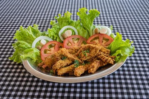 Delicious Portion of fried fish stingray Food Photography Stock Photos
