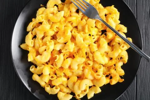 Delicious portion of hot  Mac and Cheese Stock Photos