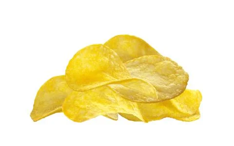 Delicious potato chips isolated on white Foto stock