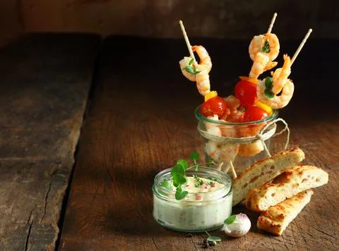 Delicious prawn appetizers Stock Photos