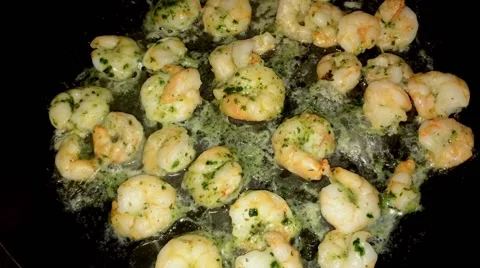 Delicious prawns in a pan Stock Footage 64731759