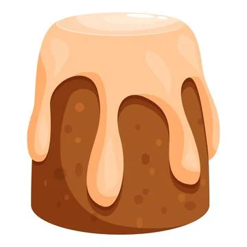 Delicious pudding cake covered with sweet cream dripping down the sides Illustrazione stock