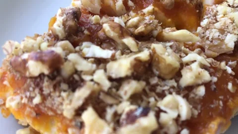 Delicious pumpkin dessert with walnut. Stock-Footage 272637579