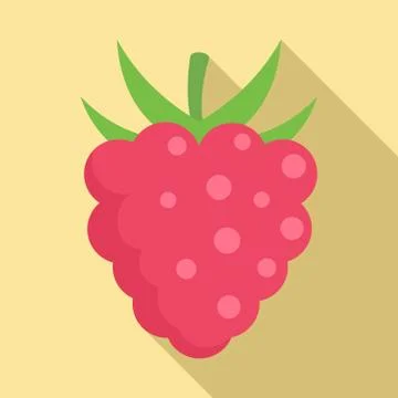Delicious raspberry icon, flat style Stock Illustration