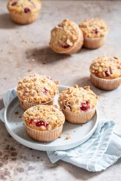 Delicious raspberry muffins Stock Photos