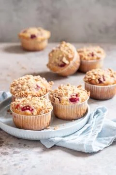 Delicious raspberry muffins Stock Photos