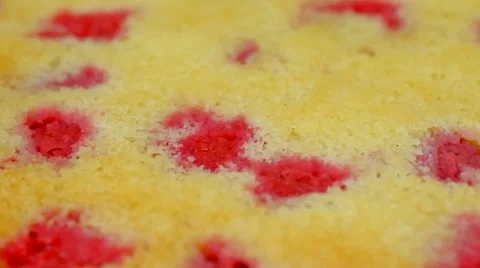 Delicious Raspberry Sponge Cake (zoom out) Stock Footage 41792661