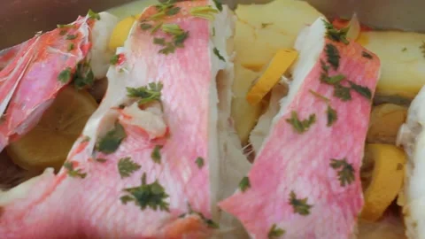 Delicious red bream cooked at home Stock Footage 236941260