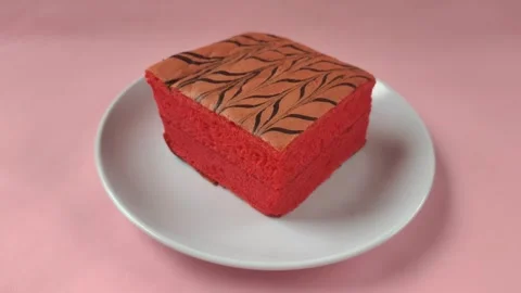 A Delicious Red Cake Stock Footage 300408902