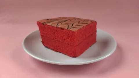 A Delicious Red Cake Stock Footage 300409247