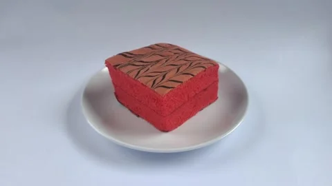 Delicious Red Cake Stock Footage 300409655