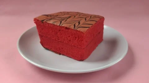 A Delicious Red Cake Stock Footage 300409665