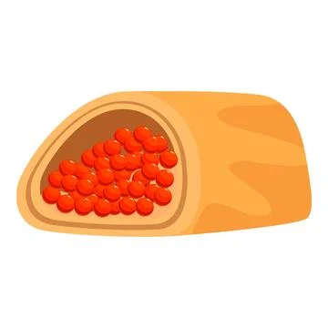 Delicious red caviar stuffed inside a freshly made crepe Illustrazione stock