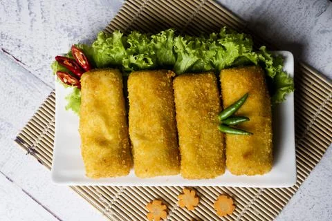 Delicious Risoles or Risol Vegetable, Indonesian traditional street food Stock Photos