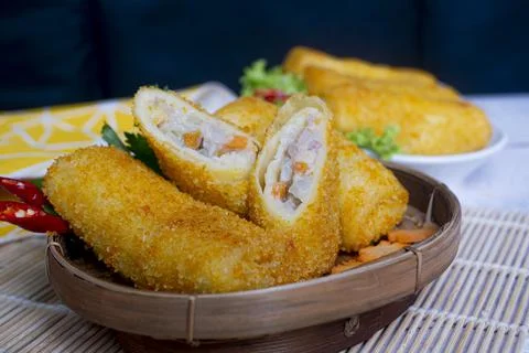 Delicious Risoles or Risol Vegetable, Indonesian traditional street food Stock Photos