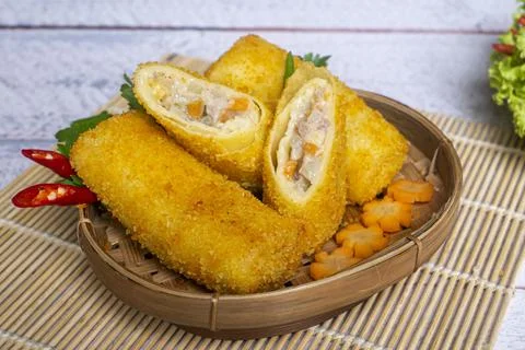 Delicious Risoles or Risol Vegetable, Indonesian traditional street food Stock Photos