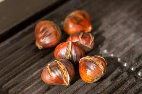 Delicious roasted chestnuts Stock Photos