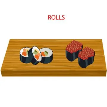 Delicious rolls on a white Stock Illustration