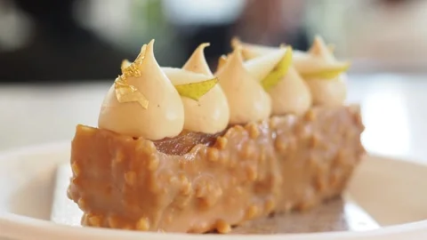 Delicious Rotating Gourmet Sponge Cake At A Fancy Afternoon Tea, UK Stockbeeldmateriaal 240237045