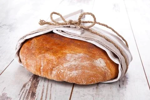 Delicious round bread loaf. Foto stock