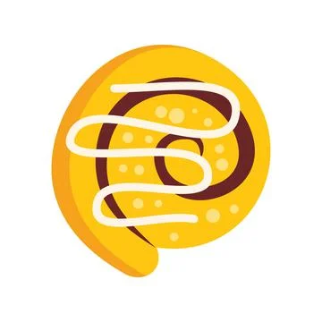 Delicious round bun covered with white icing forming a spiral pattern on top Stock Illustration